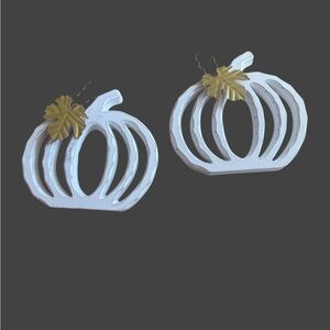 White and Gold Pumpkin Home Accents